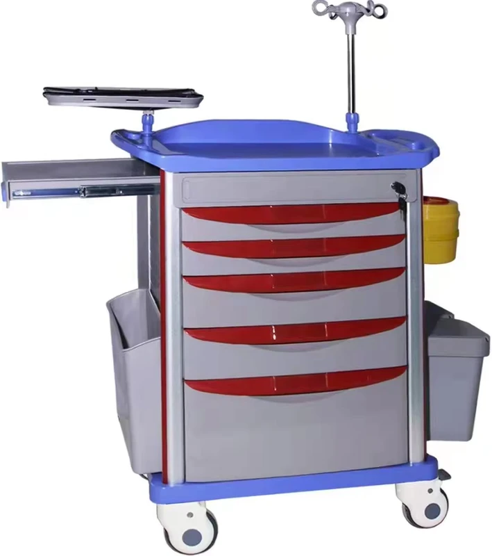 Emergency Crash Trolley ABS Plastic Hospital Furniture Medic Cart for Hospital ICU Emergency Room