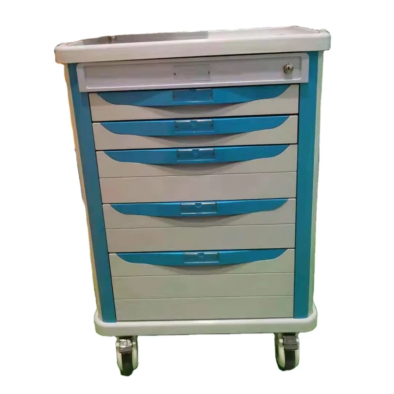 Emergency Hospital Medical Trolley in Plastic Multifunction Medical Cart with Devices Furniture