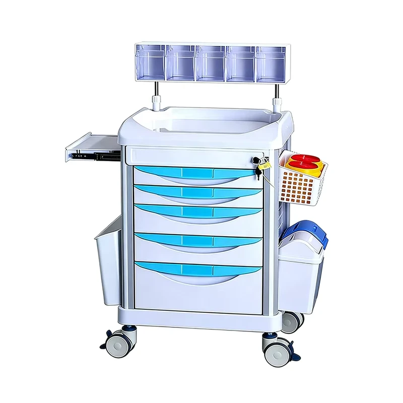 Emergency Trolley ABS Hospital Medicine Drawers Nursing Trolley Clinics Medical Cart