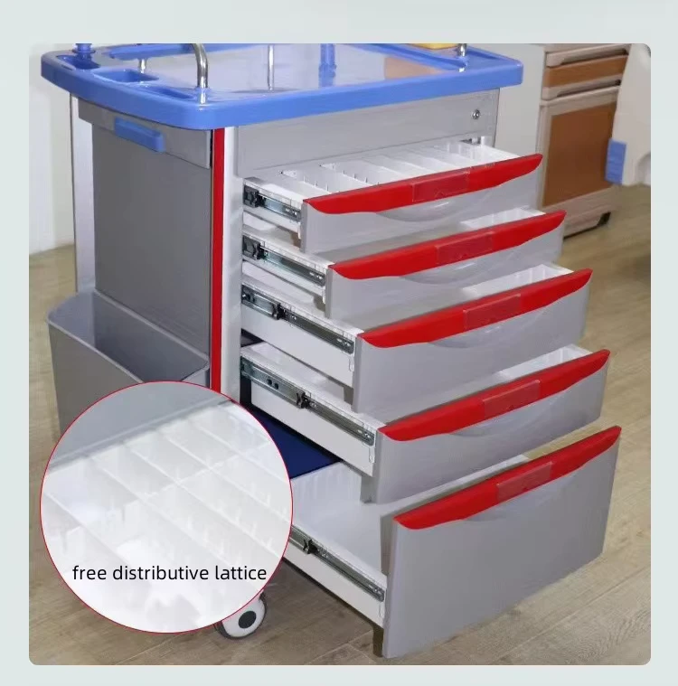 Emergency Trolley Hospital ABS Emergency Crash Cart With Drawers