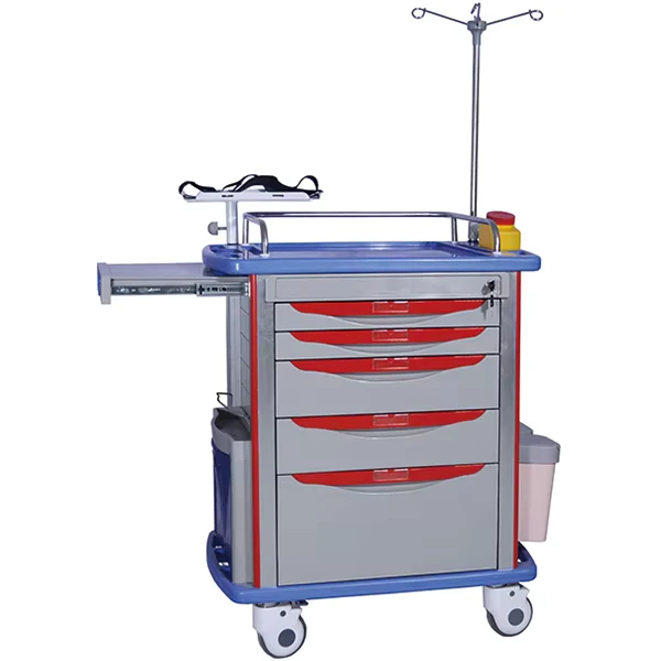 Emergency Trolley Hospital ABS Emergency Crash Cart with Drawers Medical Cart Supplies MSLET01