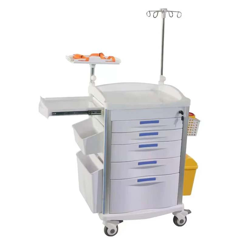 Emergency Trolley Hospital ABS Emergency Crash Cart with Drawers Medical Cart Supplies