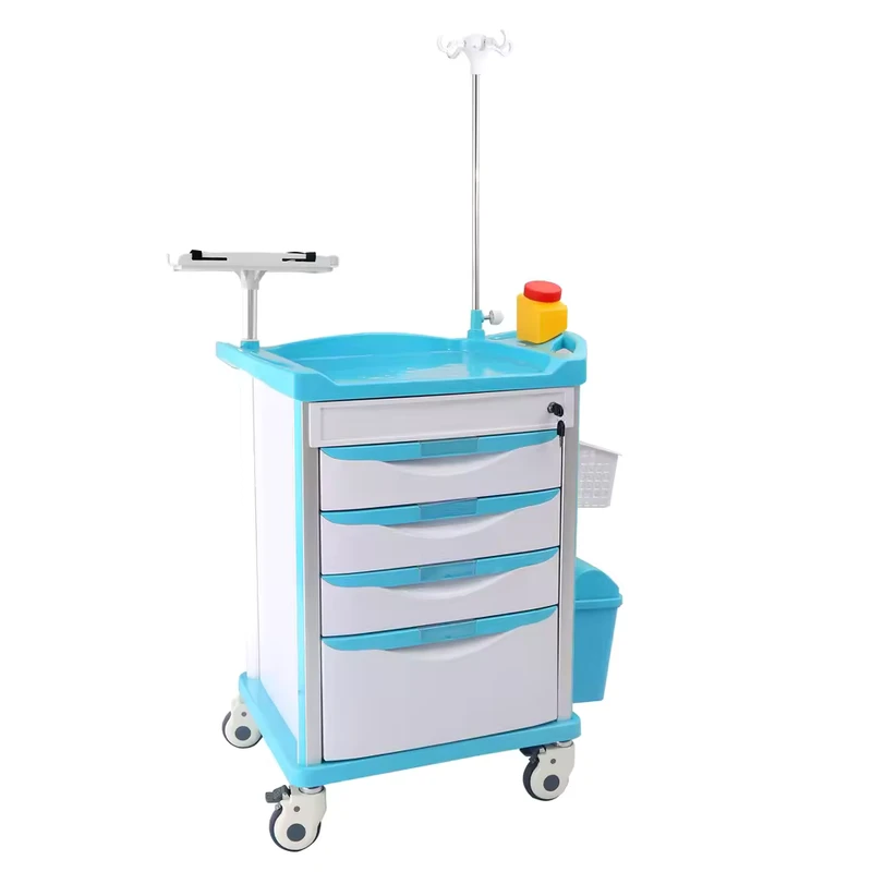 Emergency Trolley Hospital Medical Crash Cart 5 Drawers Silent Wheels 750*480*920mm