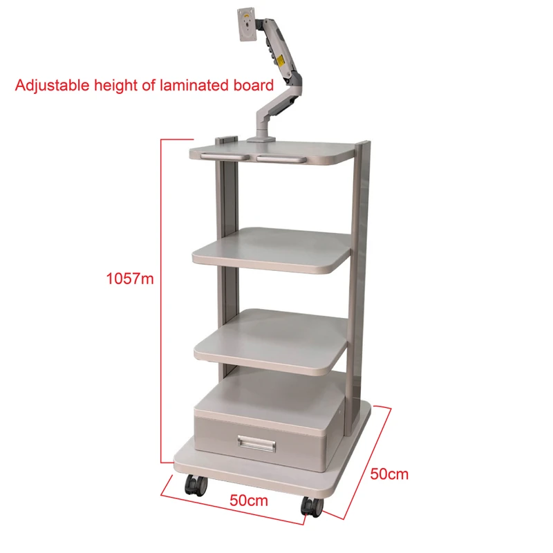 Endoscope Trolley Computer Mobile Stand Multi-layer Metal Trolley Oral Scanning Dental Aluminum Alloy Mobile Cart