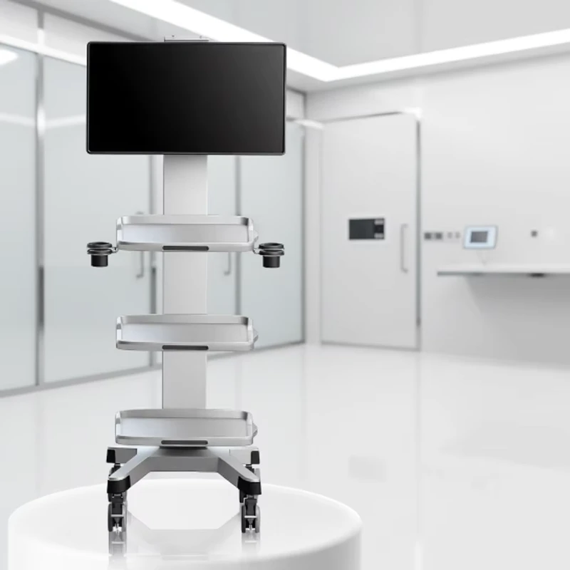 Endoscopy Trolley Height Adjustable Medical Equipment Cart with Silent Wheels for Laparoscopy System