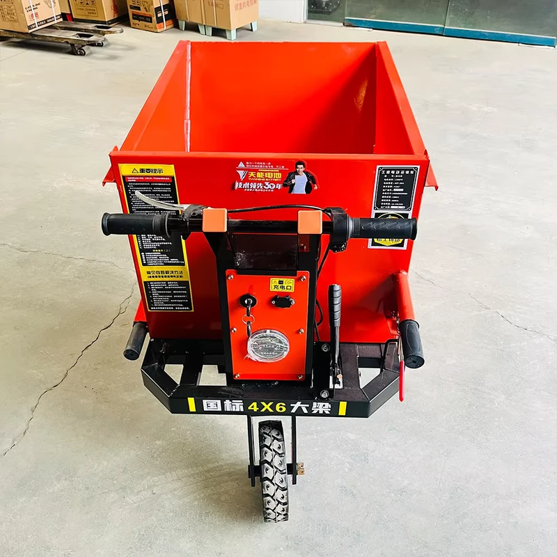 Energy Saving 500kg Electric Rechargeable Mini Dumper Truck 3 Wheel Cordless Hand Push Cart 48V Motor Material Handling