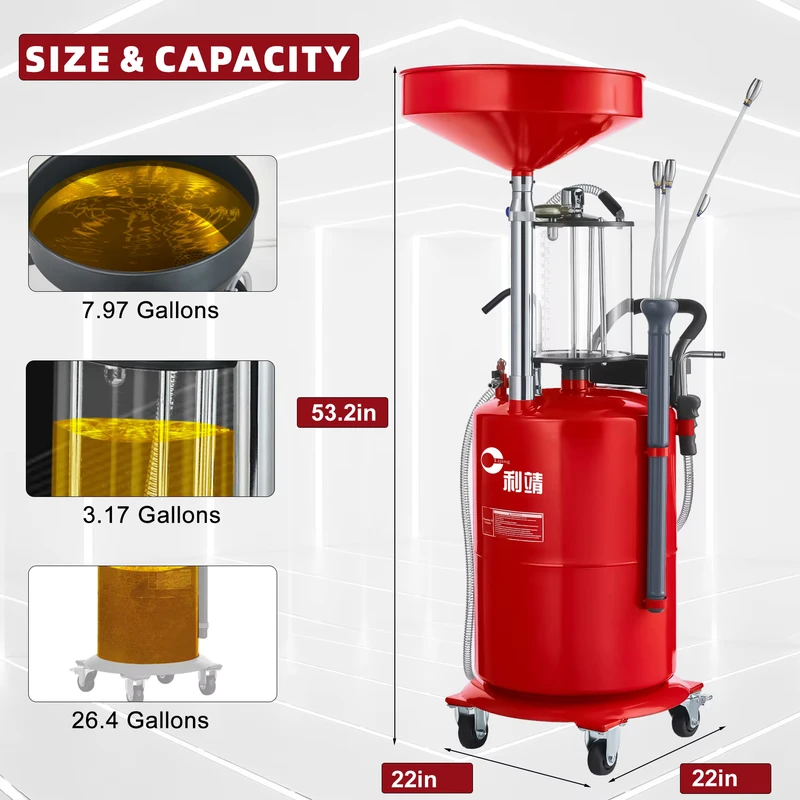 Engine Oil Drainer Heavy-Duty Mobile Oil Extraction Cart Fast and Clean Oil Removal for Cars Trucks