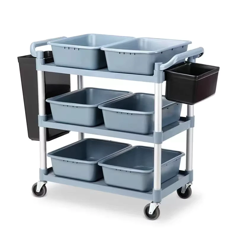 Ergonomic Commercial Kitchen Utility Cart with Large Capacity for Plates Bowls and Trays