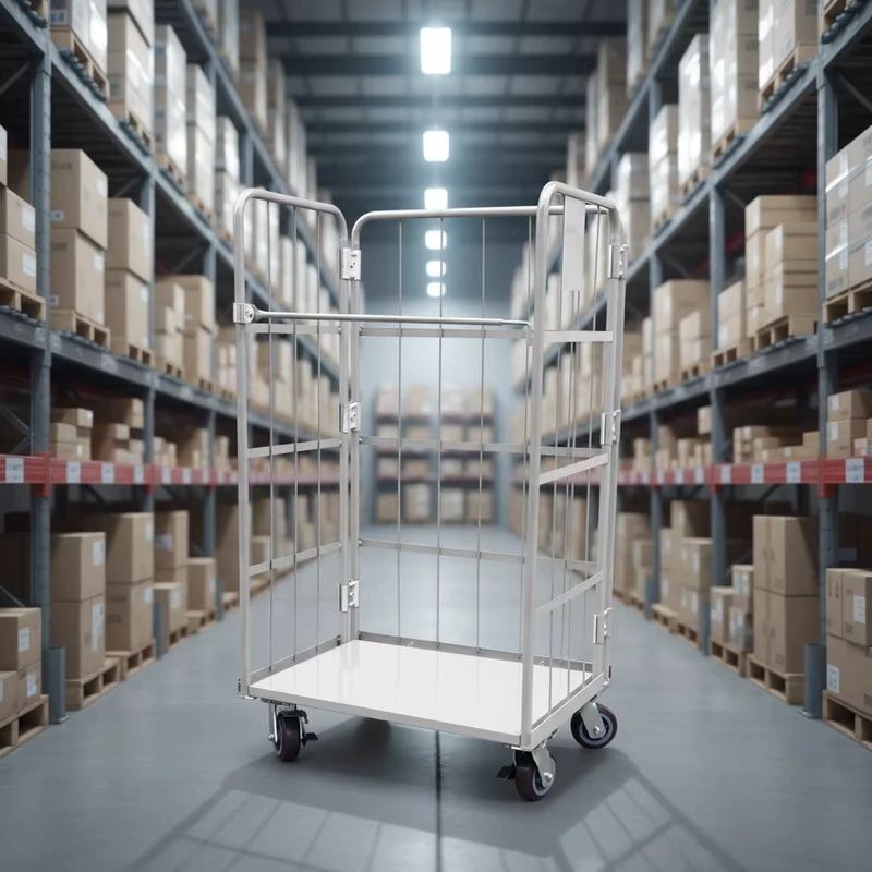 Ergonomic Foldable Steel Handling Industries Logistics Roll Container Trolley Cart High Stability OEM