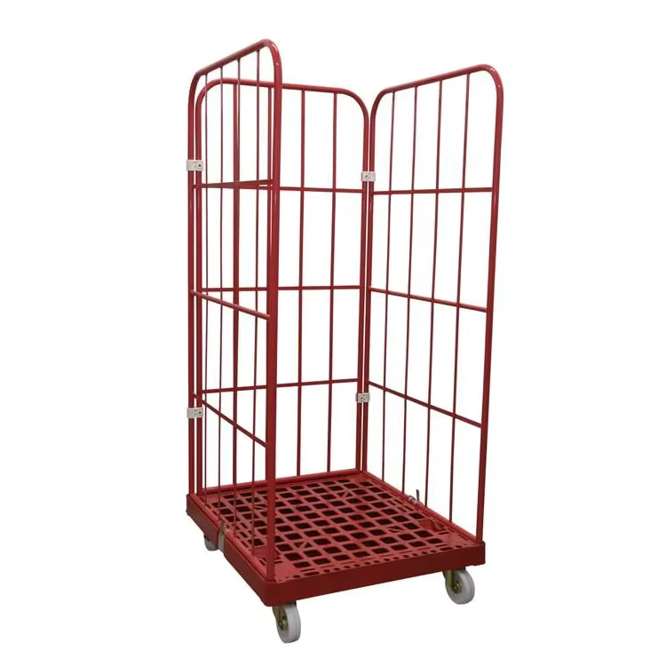 Euro Style Heavy Duty Detachable Steel Metal Welded Warehouse Folding Roll Cage Trolley 350kg Load Capacity Zinc Plated