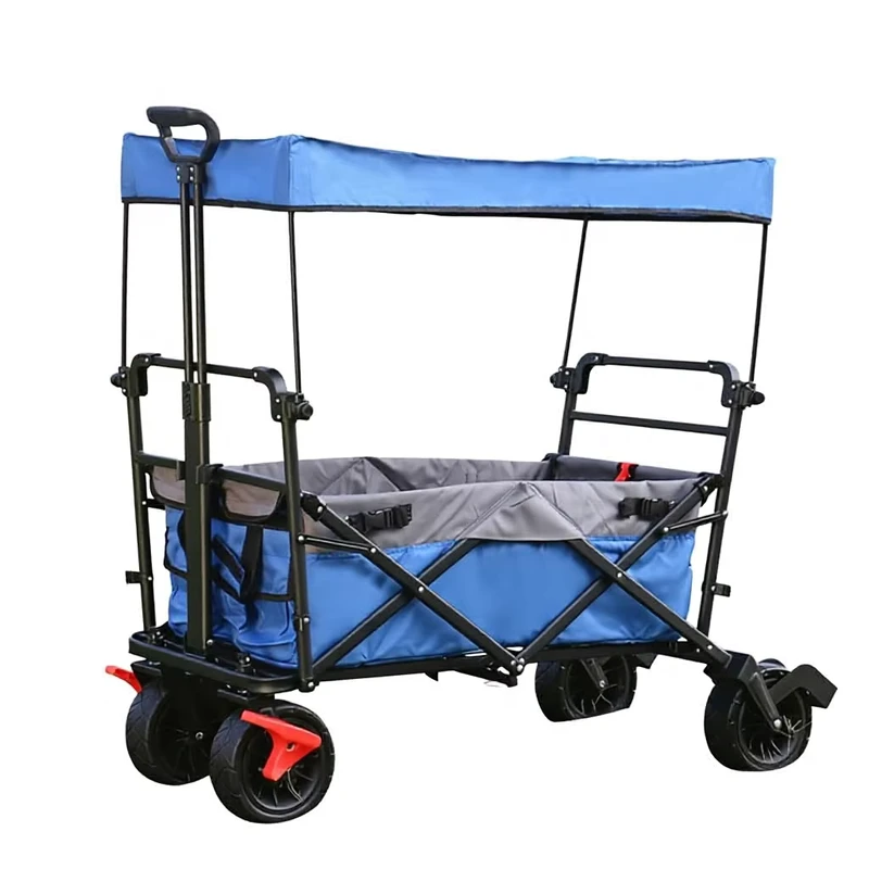 European American Merchants Super Cross Border Canopy Push Rod Steel Camping Cart Outdoor Folding Portable Stall Customization