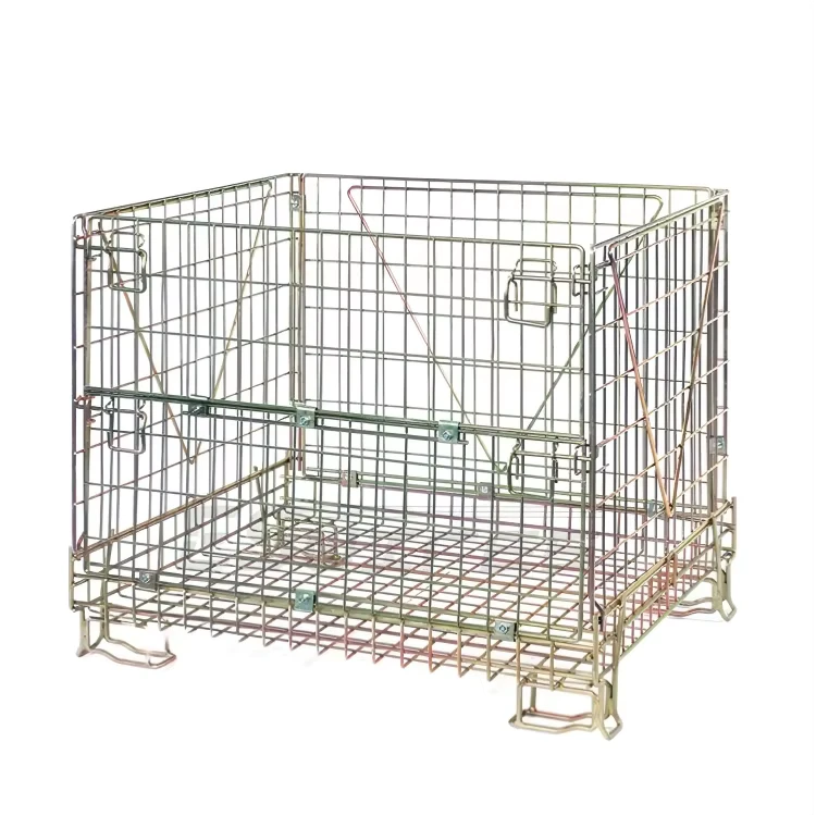 European Galvanized 4 Sided Wire Mesh Metal Roll Cage Trolley Roller Bearing Wheels for Restaurant Warehouse Use