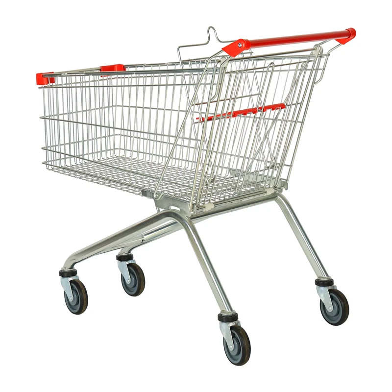 European Style Mesh 5 Wheel Lightweight Corrosion Protection Supermarket Shopping Trolley with Unfolding Feature for Markets