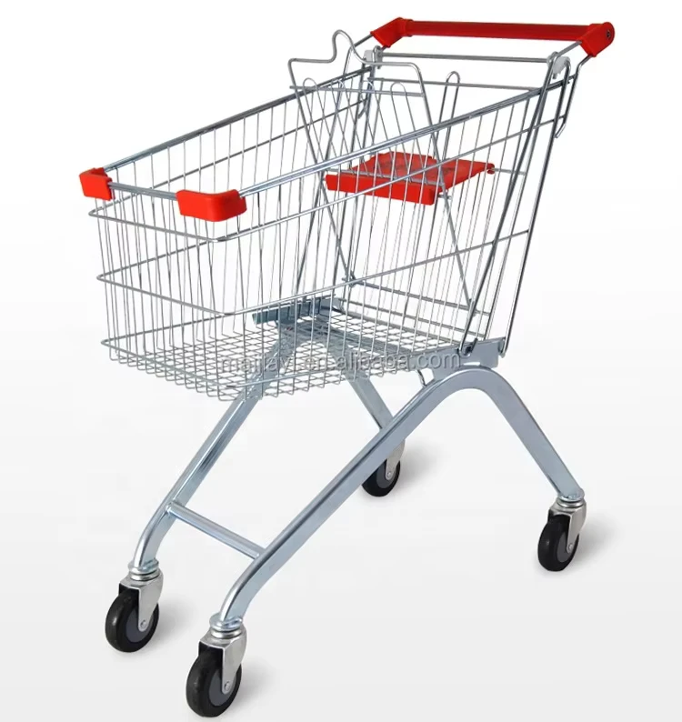 European Style Supermarket Shopping Trolley With 4 Wheels