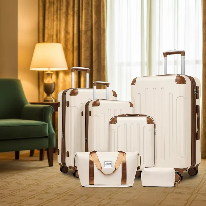 Expandable ABS Hard Side Suitcase Sets with TSA Lock Double Spinner Wheels Luggage Sets 6 Pieces