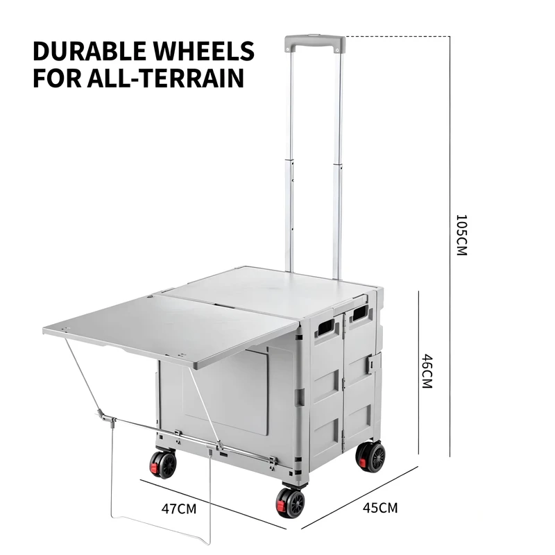Expandable Camping Wagon Cart with Folding Table Storage Portable Utility Cart with Climbing Wheels for Outdoor Picnic Camping