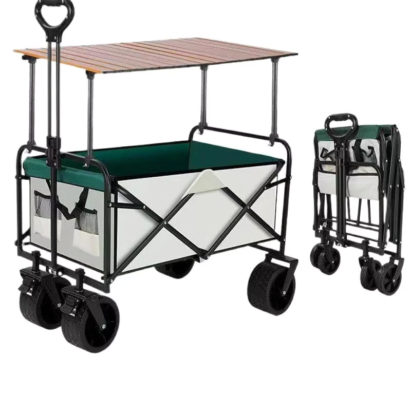 Expandable Foldable Camping Wagon Four-Wheel Heavy Duty Metal Construction Large Capacity All-Terrain Cart for Outdoor Shopping