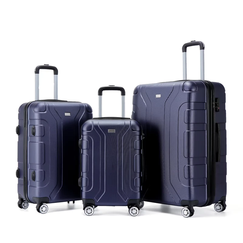 Expansion Zipper Travel Trolley ABS Hard Shell 3 Piece Suit Case Luggage Sets 4 Wheels