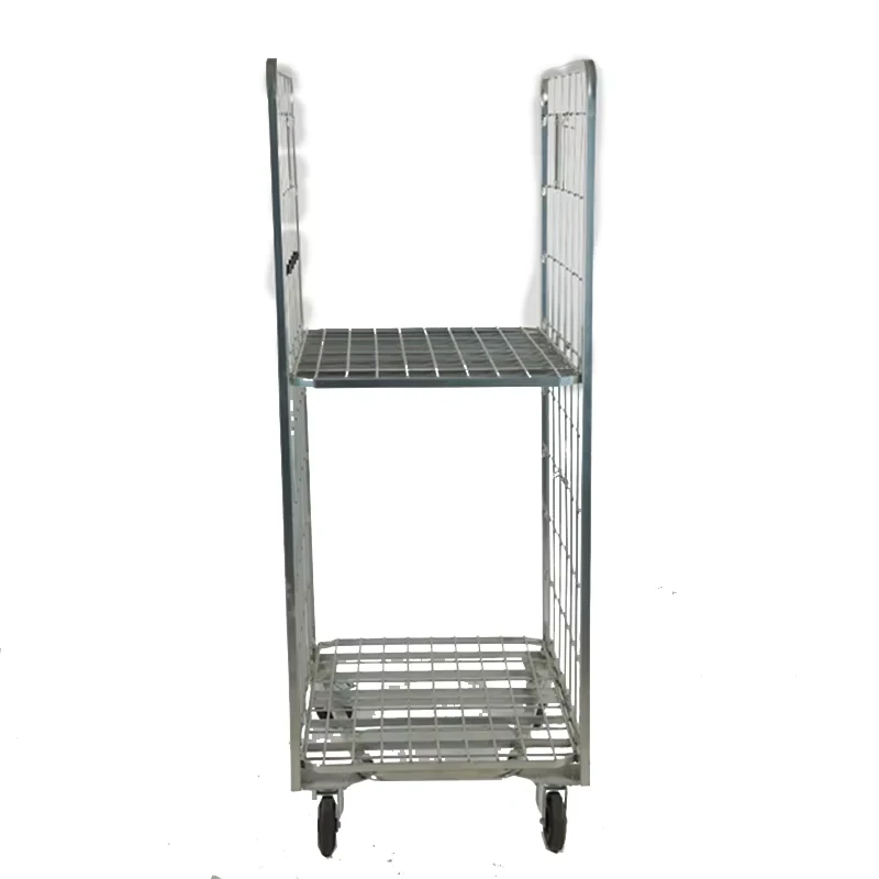 Express Laundry Trolley Wire Mesh Supermarket Transfer Rolling Security Cage Foldable Storage Cart A Frame Roll Container