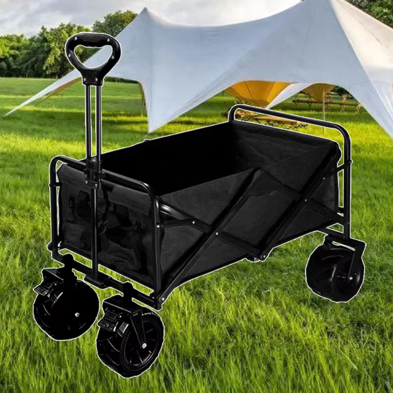 Extended Design Folding Wagon Cart Heavy Duty Utility Wagon with Big Wheels for Camping Beach Sports and Garden