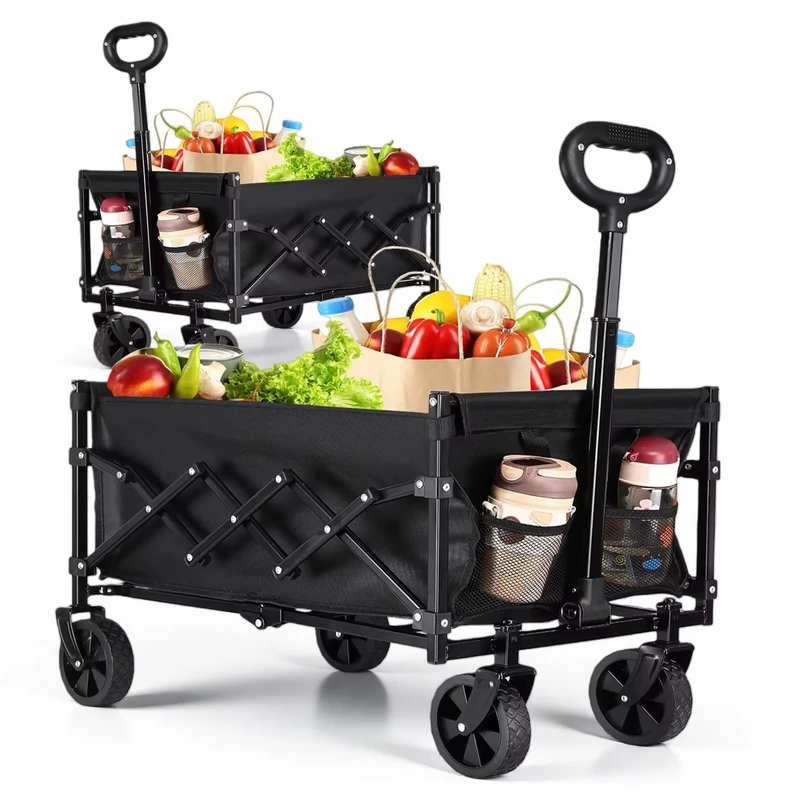 Extension Long Garden Folding Carry Trolley Foldable Beach Wagon Cart Outdoor Camping Foldable Beach Trolley Cart