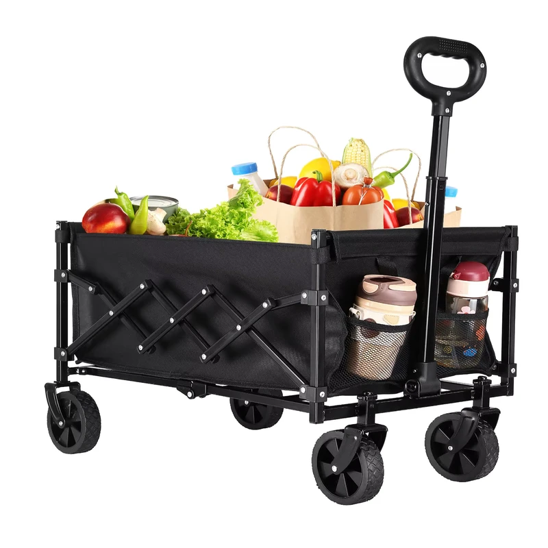 Extension Long Garden Folding Carry Trolley Foldable Beach Wagon Cart Outdoor Camping Foldable Beach Trolley Cart