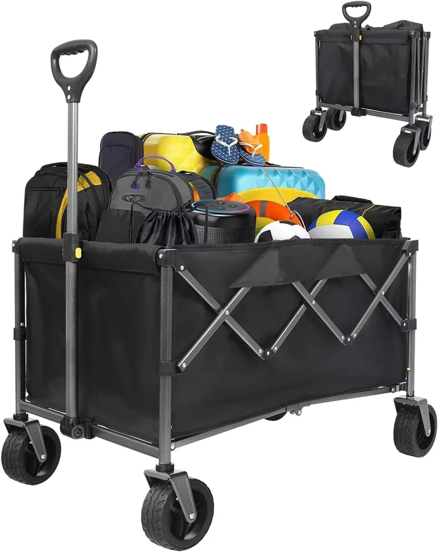 Extension Long Garden Folding Carry Trolley Foldable Beach Wagon Cart Outdoor Camping Foldable Beach Trolley Cart