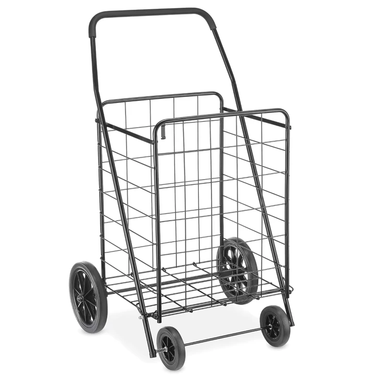 Extra Large Utility Foldable Shopping Cart with Wheels 100Lb Capacity Grocery Cart with Frame Rolling Collapsible Utility Dolly