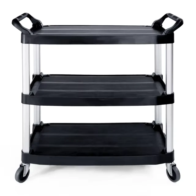 Extra Thick 3 Layer Heavy Duty Commercial Cleaning Cart Locking Caster Rust Resistant 400 lb Capacity Hotel Restaurant Service