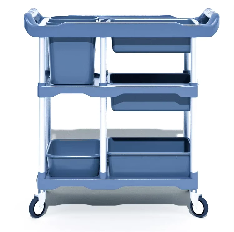Extra Thick Double Armrest Heavy Duty Restaurant Dish Collecting Trolley Customizable Hotel Cleaning Cart Locking Caster 500 lb