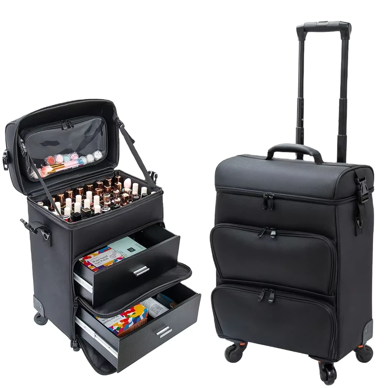 FAMA Factory Makeup Travel Professional Make up Trolley Bag Hot Selling PU Cosmetic case Nail Table Manicure