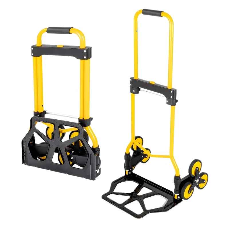 FELLCO Industrial Four wheel Steel Platform Pull Cart Grocery Shopping Cart Elderly Household Luggage Trailer Trolley Flatbed