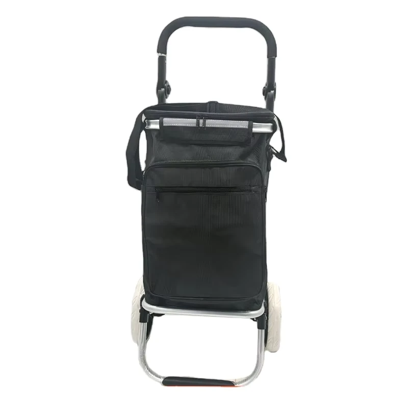 Factory Customizable Foldable Two Wheel Shopping Trolley Portable Push Pull Cart for Grocery Camping Household Storage