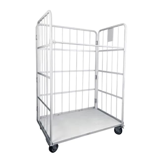 Factory Customized Workshop Storage Galvanized Movable Logistic Middle Shelf Roll Container Trolley Cart