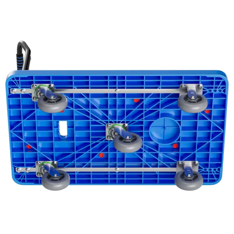 Factory Delivery A-Square Small Nylon Cart Foldable Platform Four-Inch Blue Plastic Wheels for Shopping Tools Transport