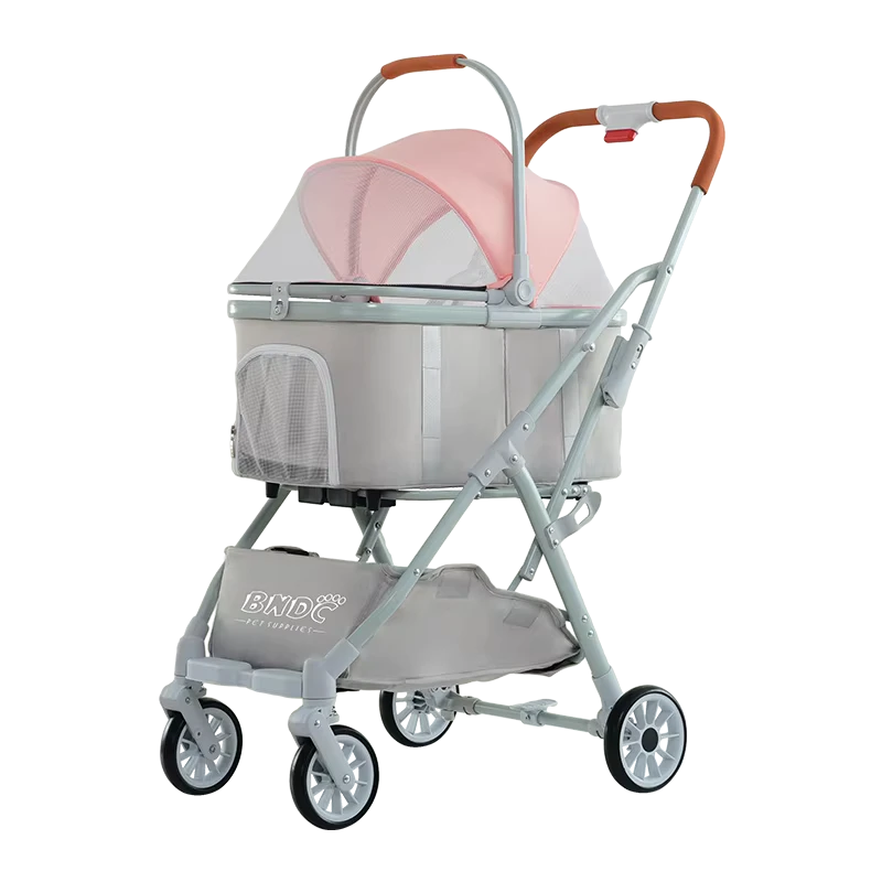 Factory Detachable Cat Dog Stroller Travel Carrier Bike Trailer Cat Dog Easy Walk Folding Luxurious Pet Stroller