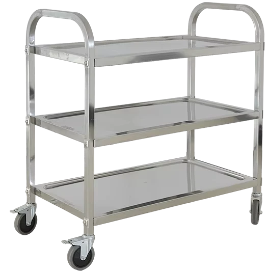 Factory Direct 3 Layers Commercial Utility Stainless Steel Food Trolley Cart Room Service Trolley for Hotel Restaurant