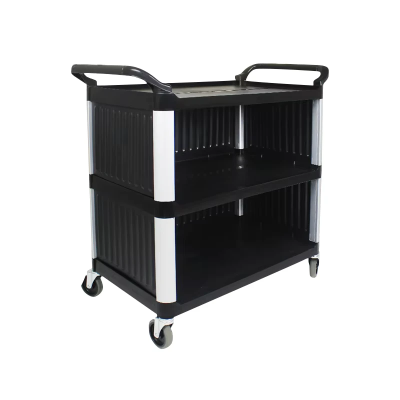 Factory Direct 3 Tier Plastic Service Trolley Durable Hotel Food Cart for Clean Storage for Catering Services
