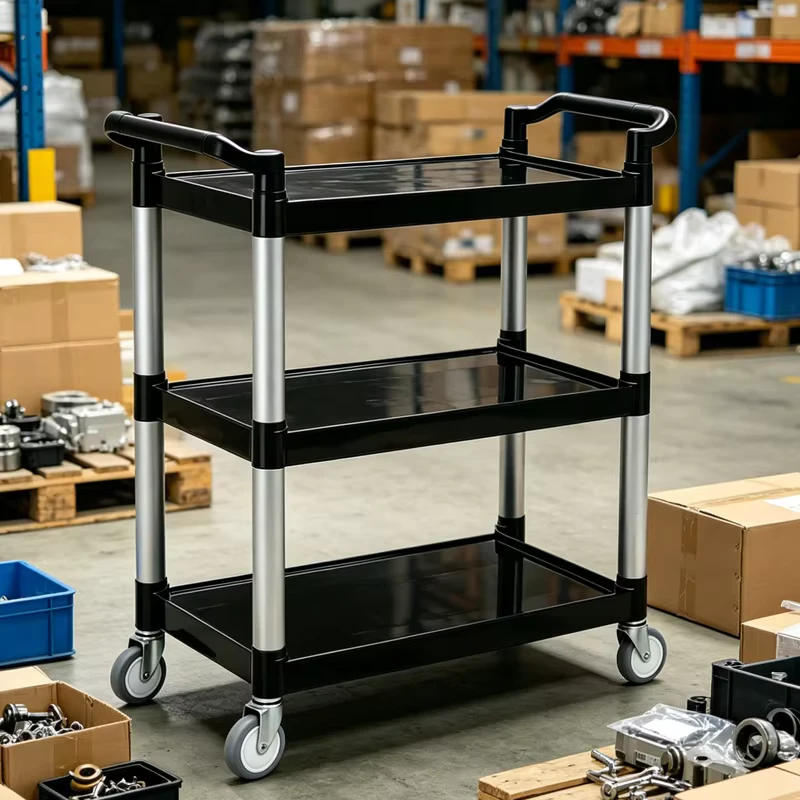 Factory Direct 3 Tier Service Cart for Restaurant Hotel and Food Trucks Wheel Mounted Cleaning Cart