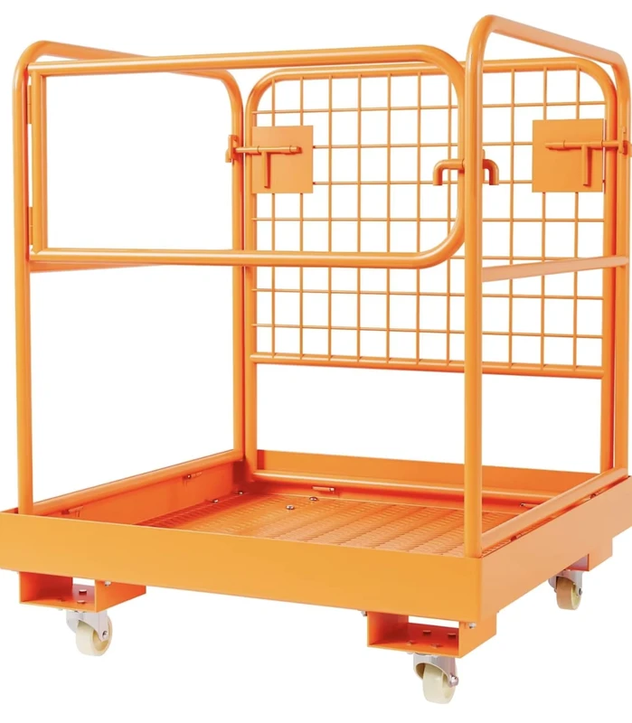 Factory Direct Heavy Duty 1200LBS Steel Forklift Man Basket Foldable Movable Work Platform Wheels Multifunctional Utility Cart