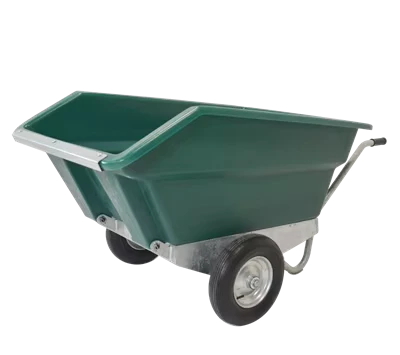 Factory Direct Heavy Duty Green Plastic Hand Trolley Easy Tipping Design Hand Push Cart Energy Saving ATV Farm Trailer
