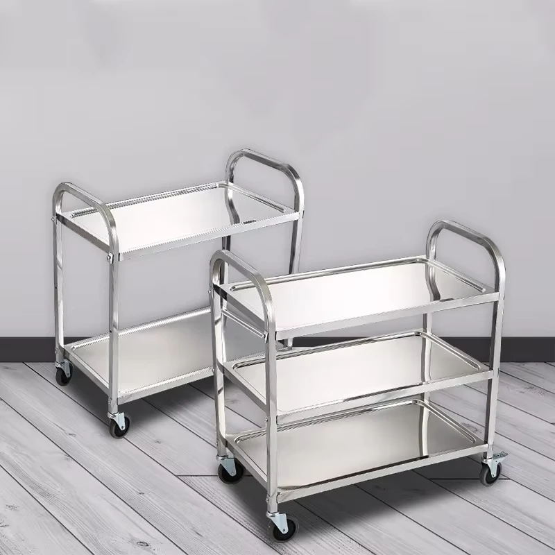 Factory Direct Heavy Duty Stainless Steel Detachable 3 tier Rolling Utility Cart With Wheels for Restaurant Kitchen Hotel