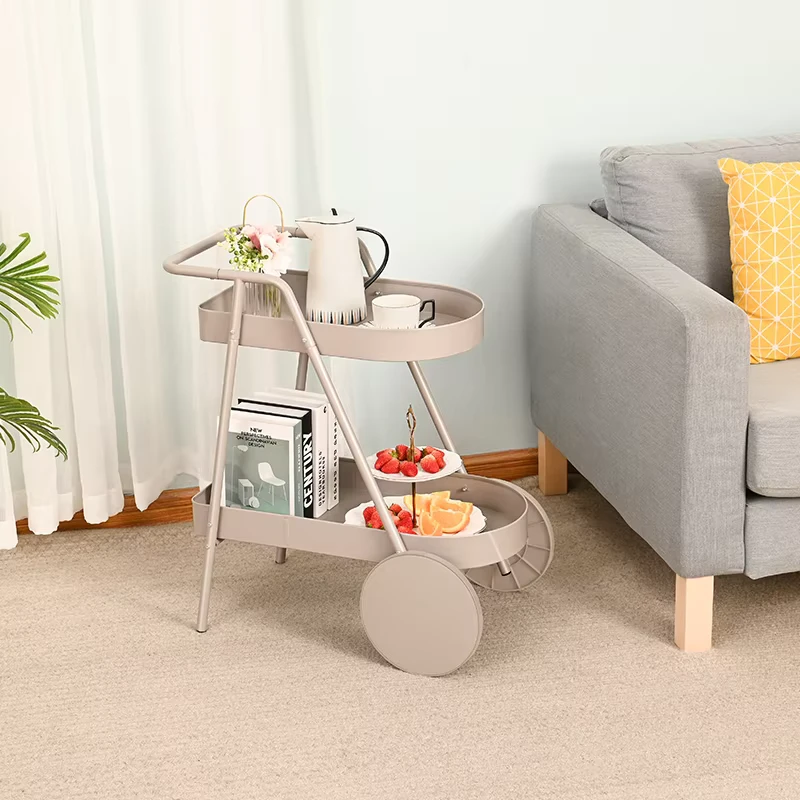 Factory Direct Luxury Metal Coffee Drinks Serving Trolley Kitchen Hotel Serving Bar Trolley Cart for Dining Room