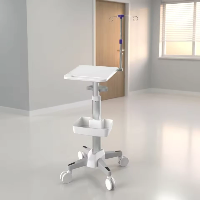 Factory Direct Mobile Minimalist Medical Monitoring Trolley Cart with Basket 25 lb Load Capacity for Hospital or Clinic
