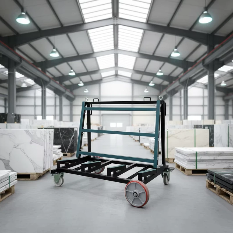 Factory Direct OEM Metal Single sided Adjustable 1.5 Ton Capacity Four Wheel Roll Container Camp Cart Slab Transporter