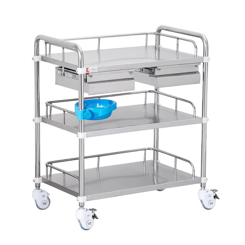 Factory Direct Price Hospital Disassembly Assembly Treatment Vehicle Nurse Mobile Nursing Stainless Steel Cart
