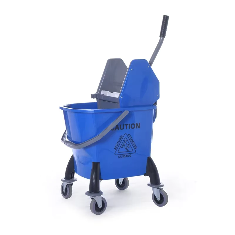 Factory Direct Sale Commercial Plastic Mop with Bucket and Wringer Trolley with Wheels