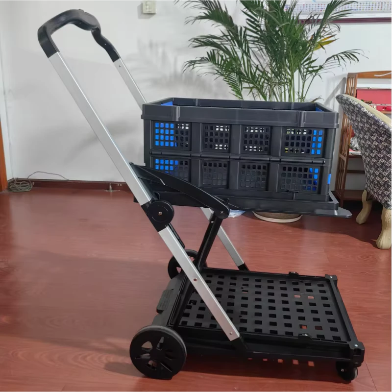 Factory Direct Sale Hand Trucks Dollies Carts Folding Trolley Plastic Folding File Cart for Home Use
