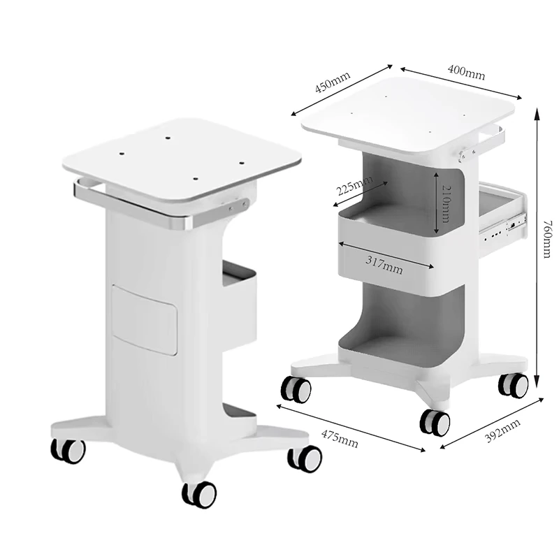 Factory Direct Sale High quality Portable Foldable Alloy + Plexiglass Plastic Beauty Salon Trolley Cart with 4 Wheels