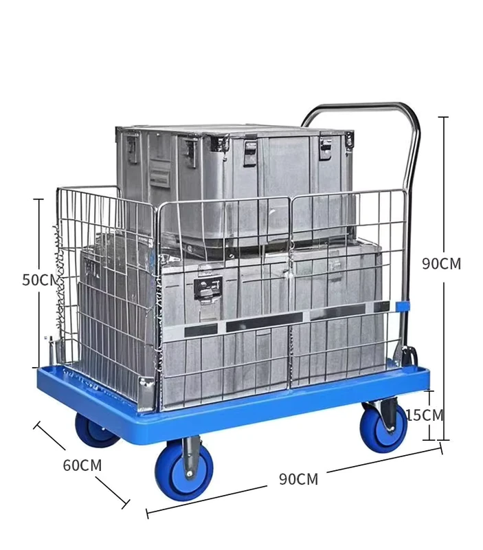 Factory Direct Sales Stainless Steel Hand Truck Trolley Cart Folding Platform Trolley